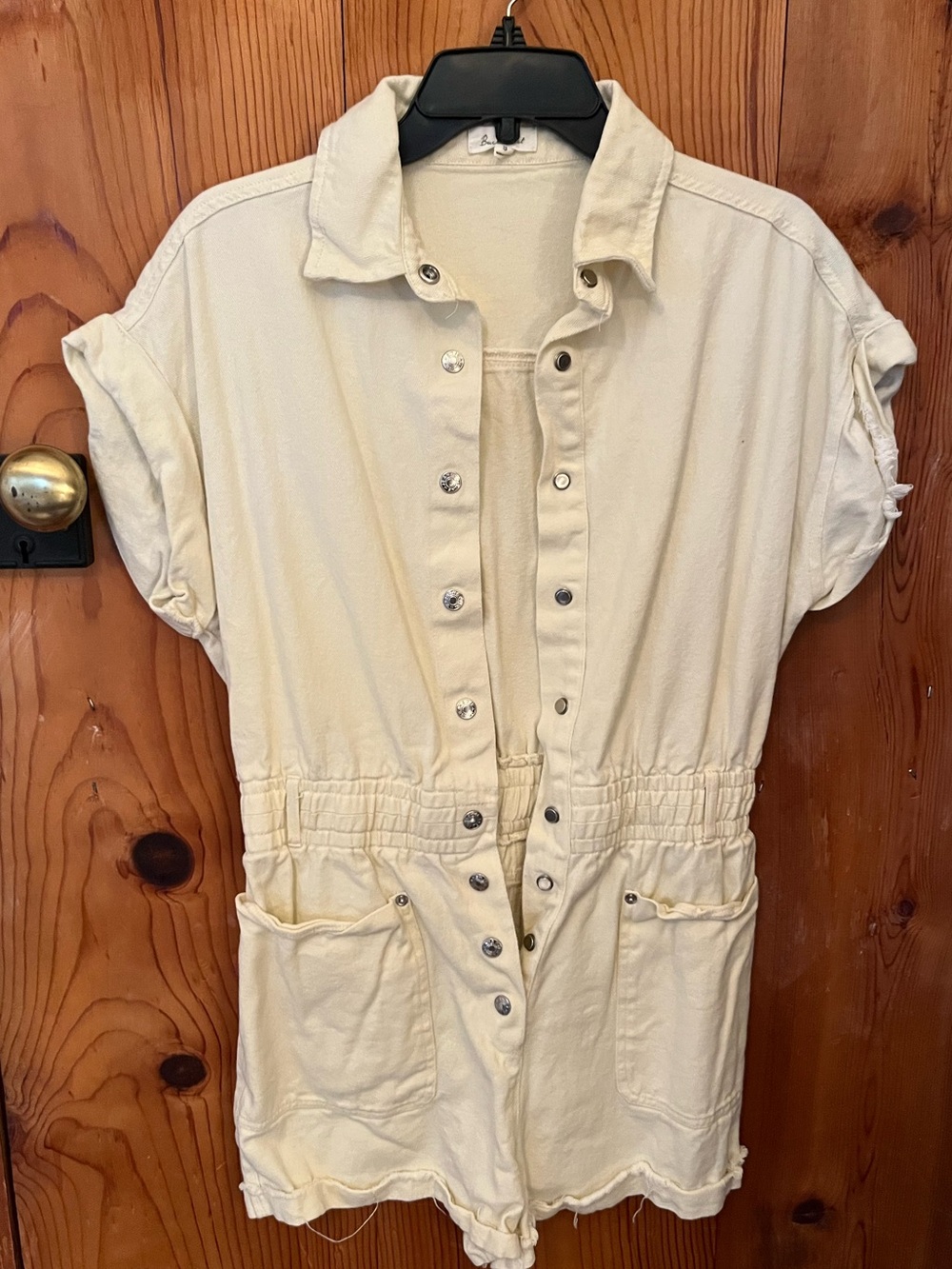 Bucketlist Cream Denim Short Jumpsuit